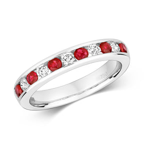 Modena Eternity Ruby and Diamond Ring - 18k White Gold, 0.72ct