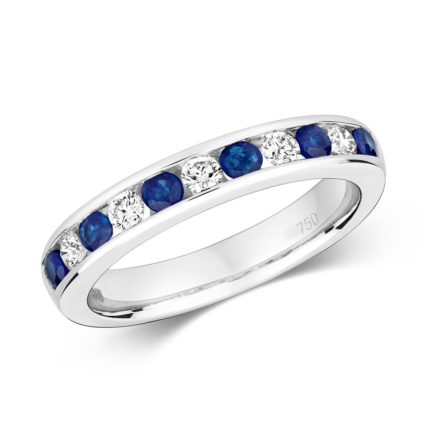 Modena Eternity Sapphire and Diamond Ring - 18k White Gold, 0.61ct