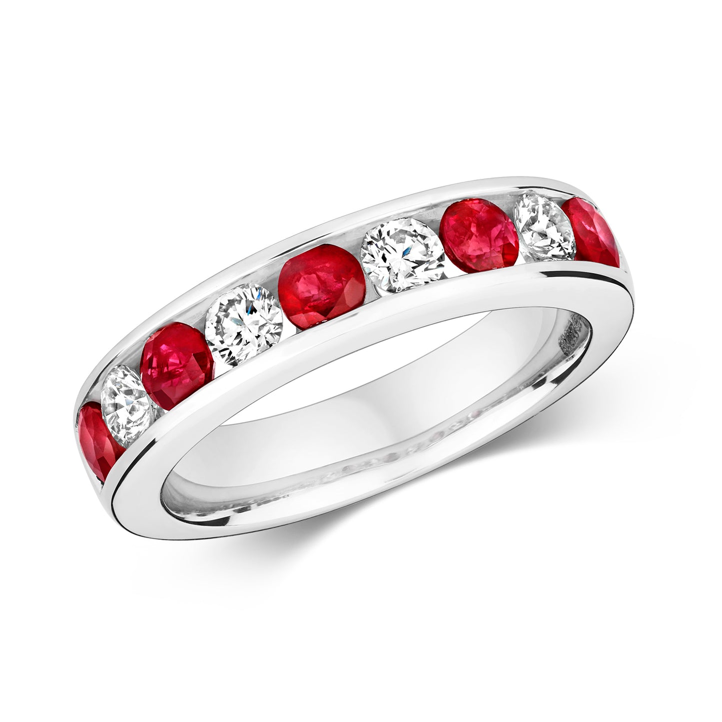 Modena Eternity Ruby and Diamond Ring - 18k White Gold, 1.35ct