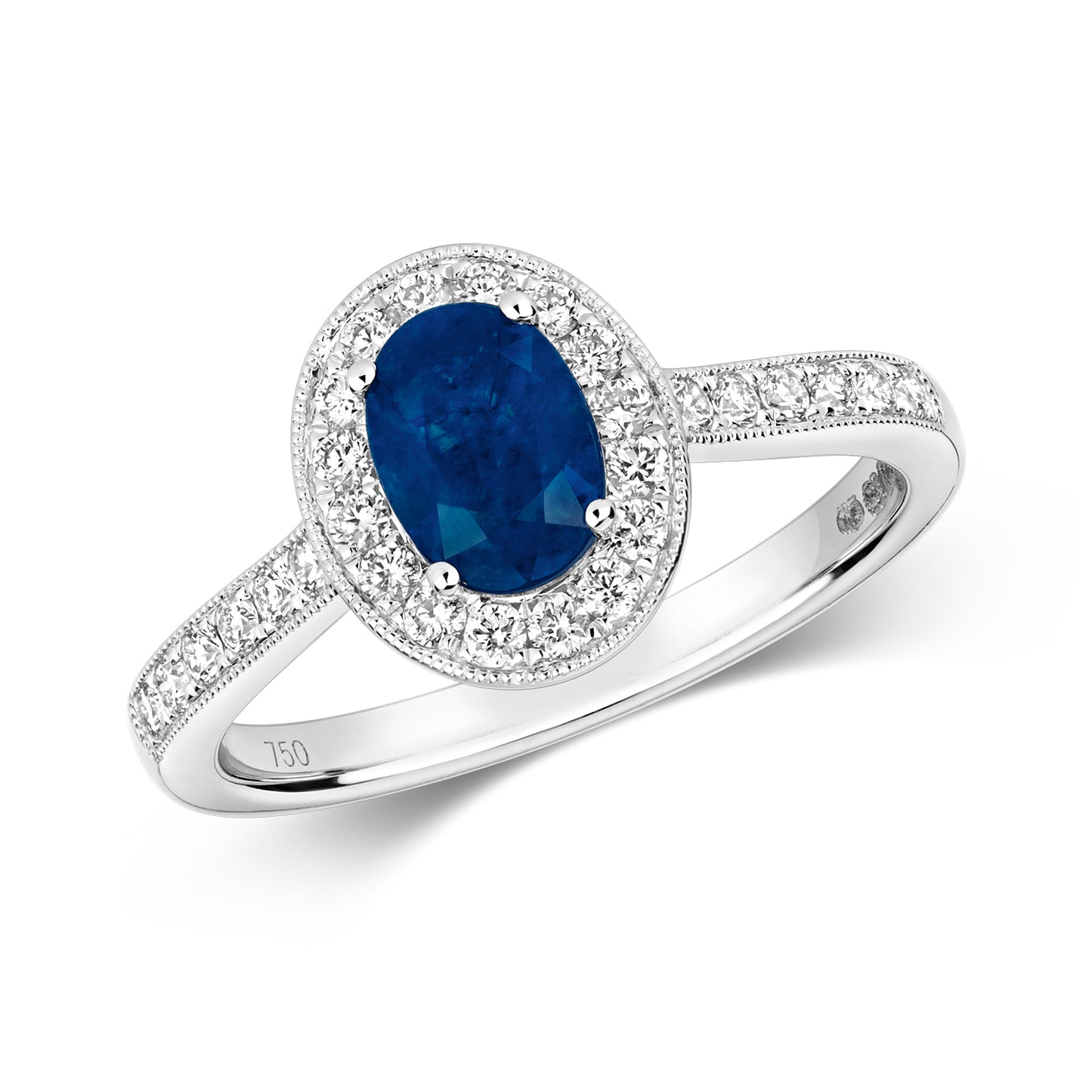 Pisa Oval Sapphire and Diamond Ring - 18k White Gold, 1.33ct