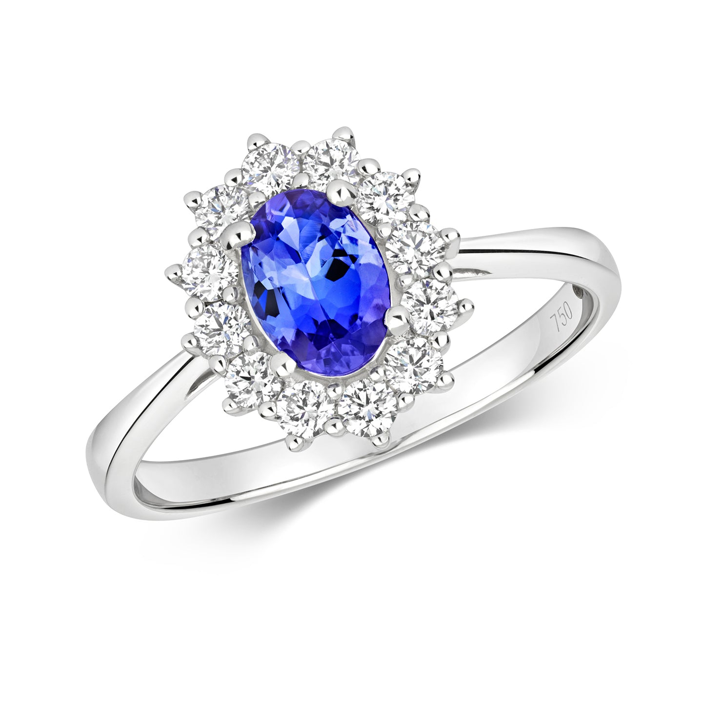 Parisian Tanzanite and Diamond Ring - 18k White Gold, 1.28ct