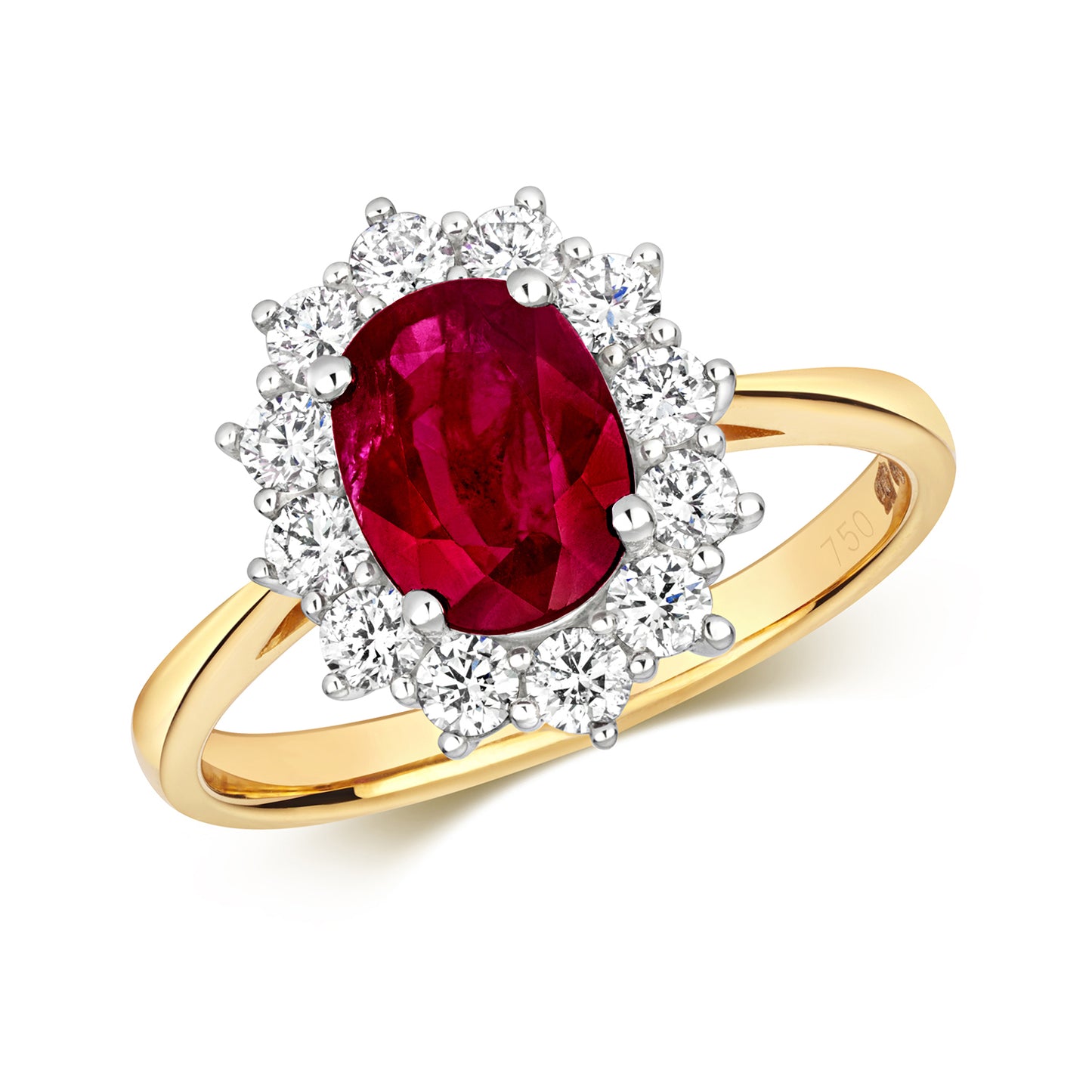 Juliet Oval Ruby and Diamond Ring - 18k Yellow Gold, 2.4ct