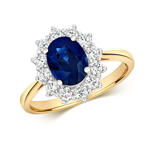 Diana Oval Sapphire and Diamond Ring - 18k Yellow Gold, 2.21ct