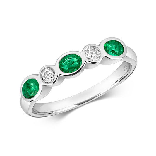 Catania Eternity Emerald and Diamond Ring - 18k White Gold