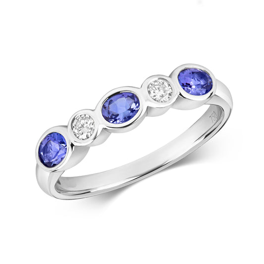 Catania Eternity Tanzanite and Diamond Ring - 18k White Gold