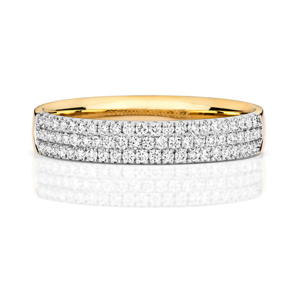 Odessa 3 Row Diamond Wedding Band - 18k Yellow Gold