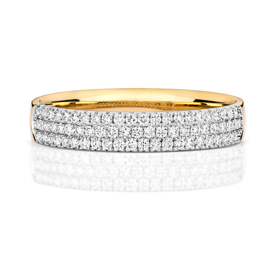 Odessa 3 Row Diamond Wedding Band - 18k Yellow Gold
