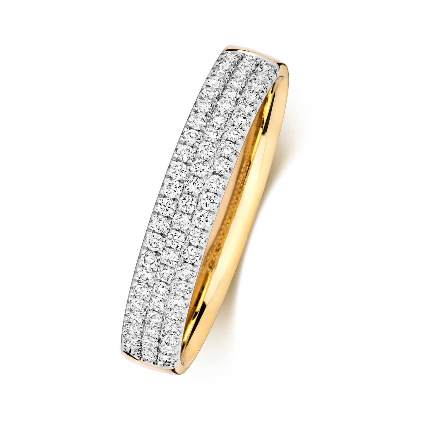 Odessa 3 Row Diamond Wedding Band - 18k Yellow Gold