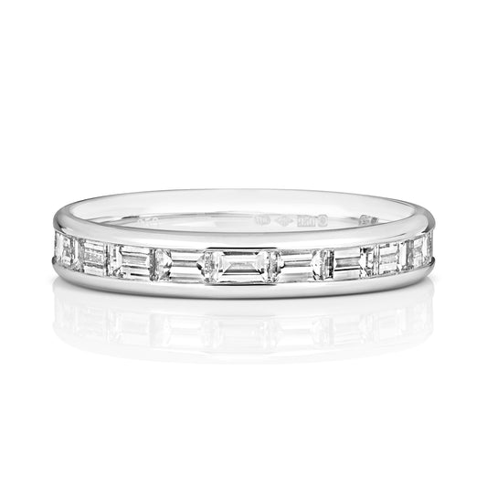 Claudia 3/4 Eternity Channel Set Baguette Diamond Wedding Band Platinum