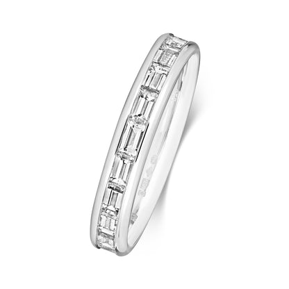 Claudia 3/4 Eternity Channel Set Baguette Diamond Wedding Band Platinum