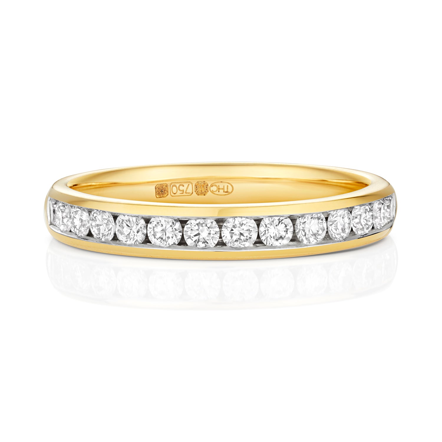 Patras Half Eternity Channel Set Diamond Ring 3.1mm - 18k Yellow Gold