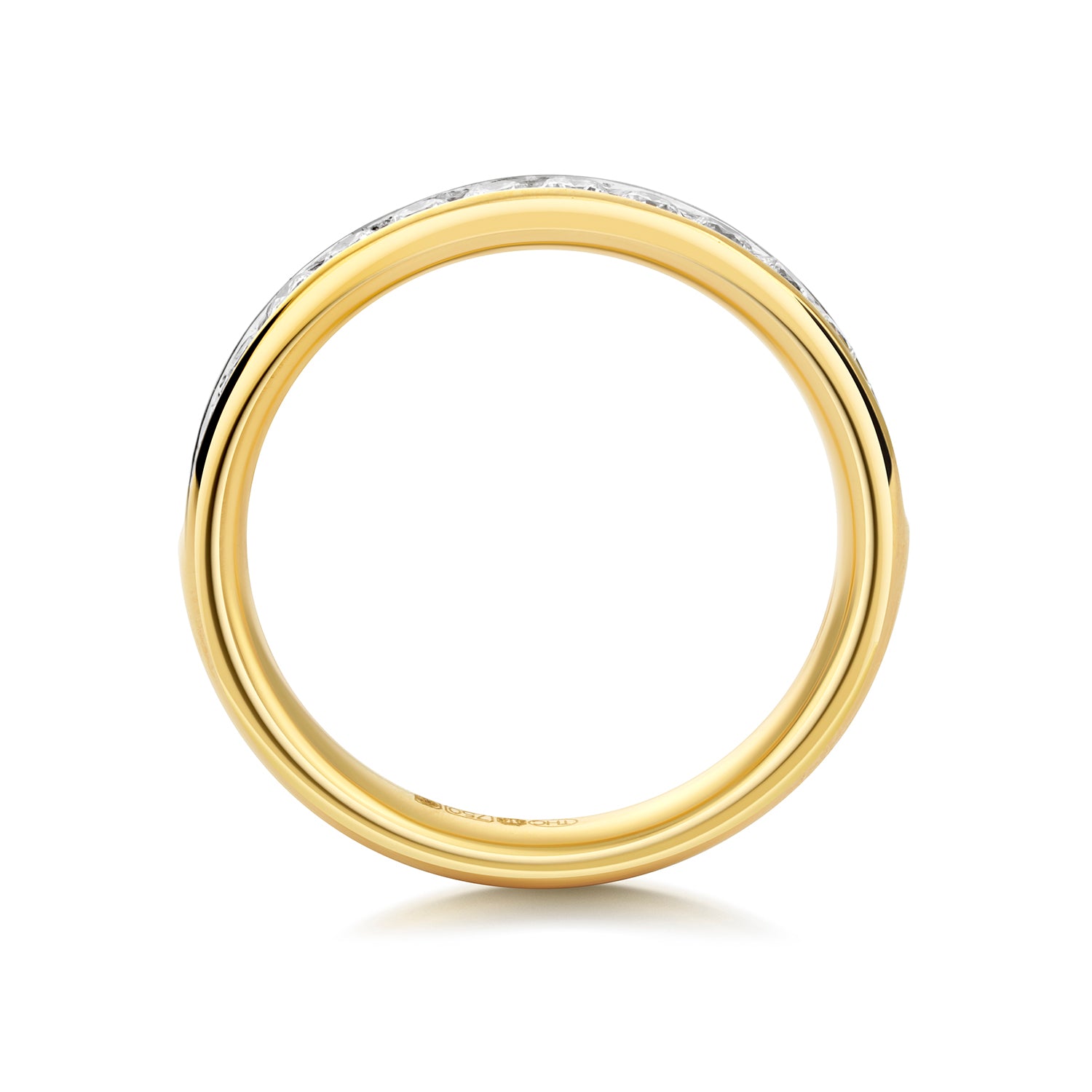 Patras Half Eternity Channel Set Diamond Ring 3.1mm - 18k Yellow Gold