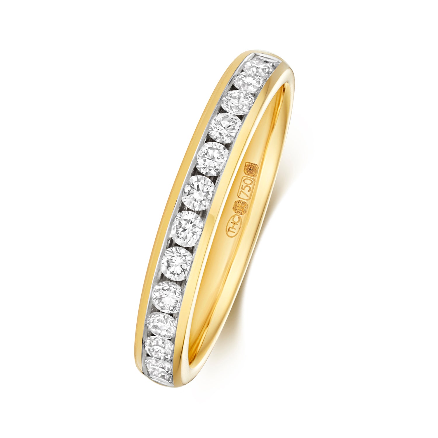Patras Half Eternity Channel Set Diamond Ring 3.1mm - 18k Yellow Gold