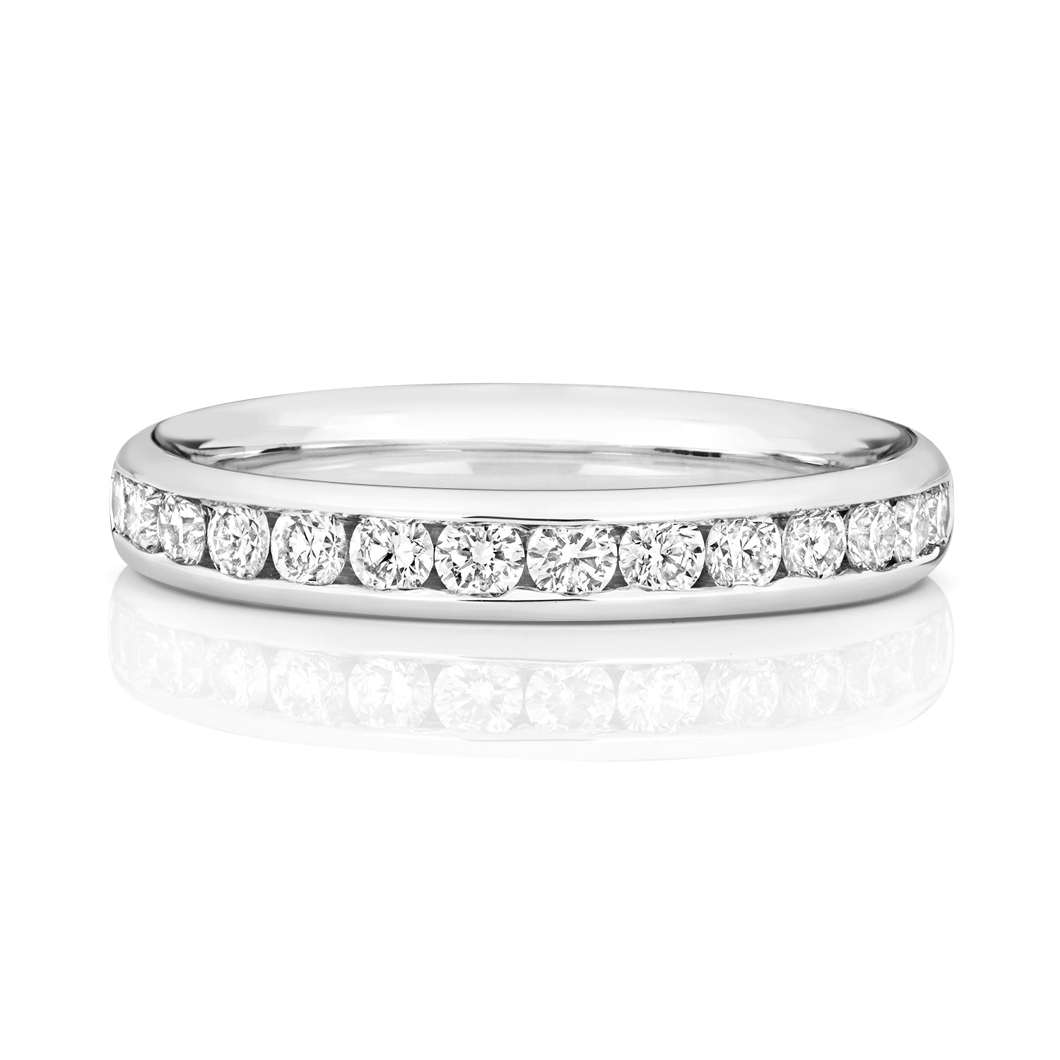 Patras Half Eternity Channel Set Diamond Ring 3.1mm - 18k White Gold