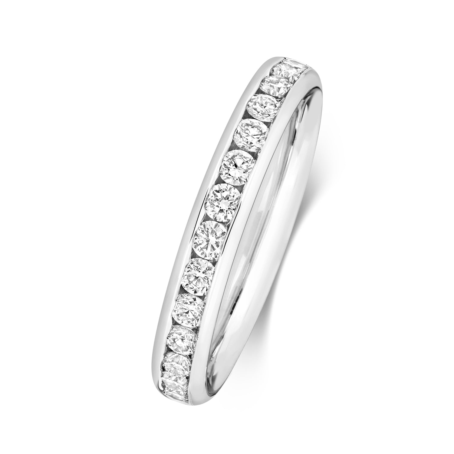 Patras Half Eternity Channel Set Diamond Ring 3.1mm - 18k White Gold