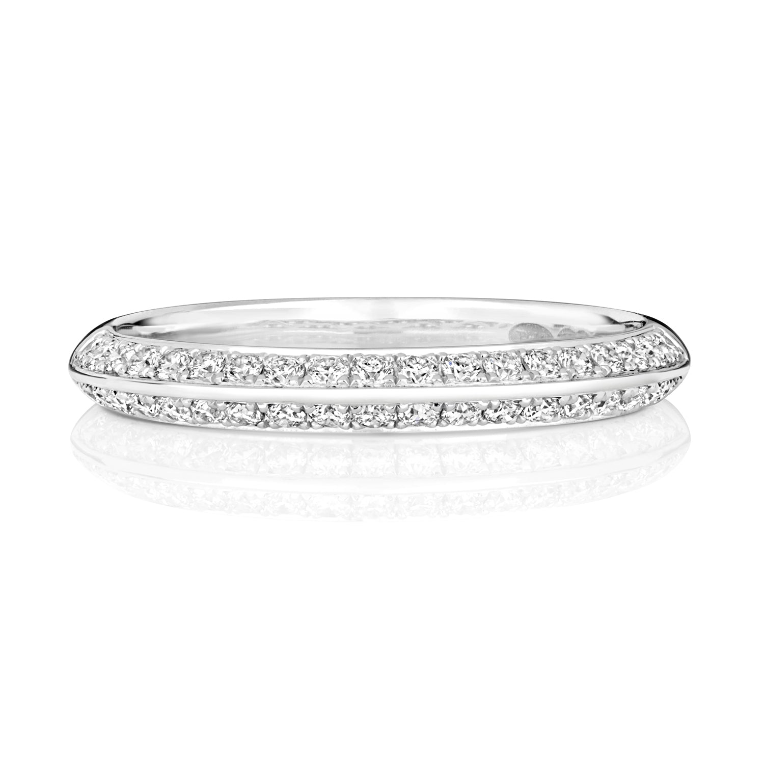 Dubai Half Eternity Knife Edge Diamond Ring - 18k White Gold