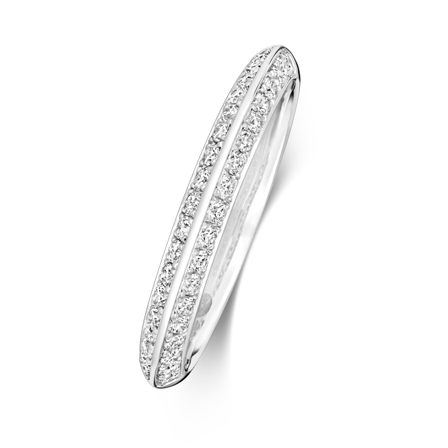 Dubai Half Eternity Knife Edge Diamond Ring - 18k White Gold