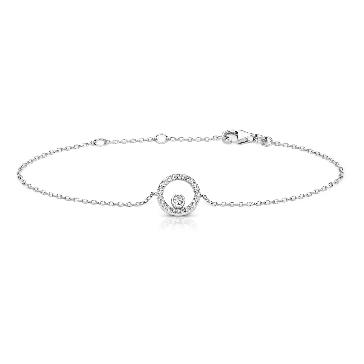 Halo Bubble Bracelet Cubic Zirconia - Rhodium Plated Silver