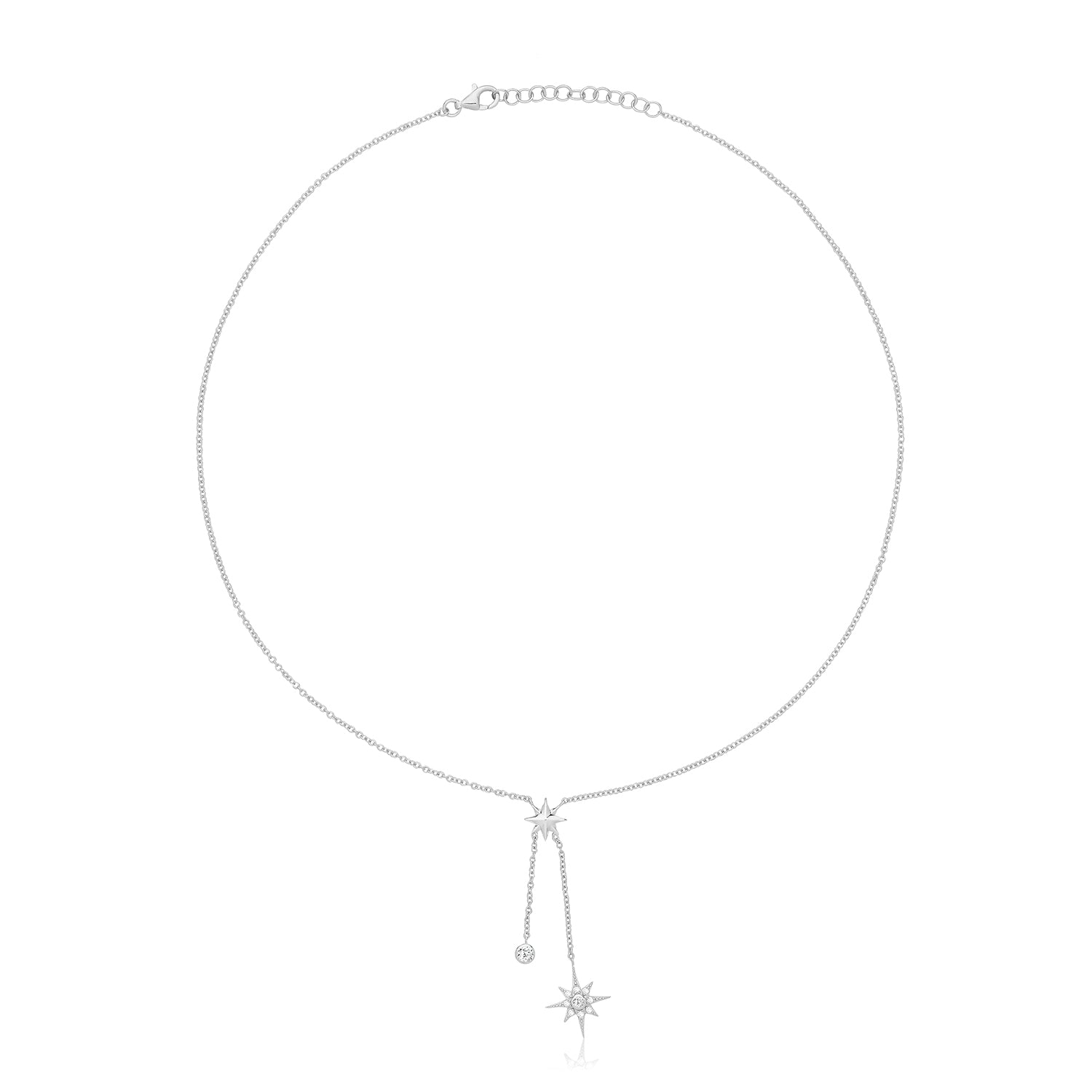 Northern Star Drop Cubic Zirconia Necklace - Rhodium Plated Silver
