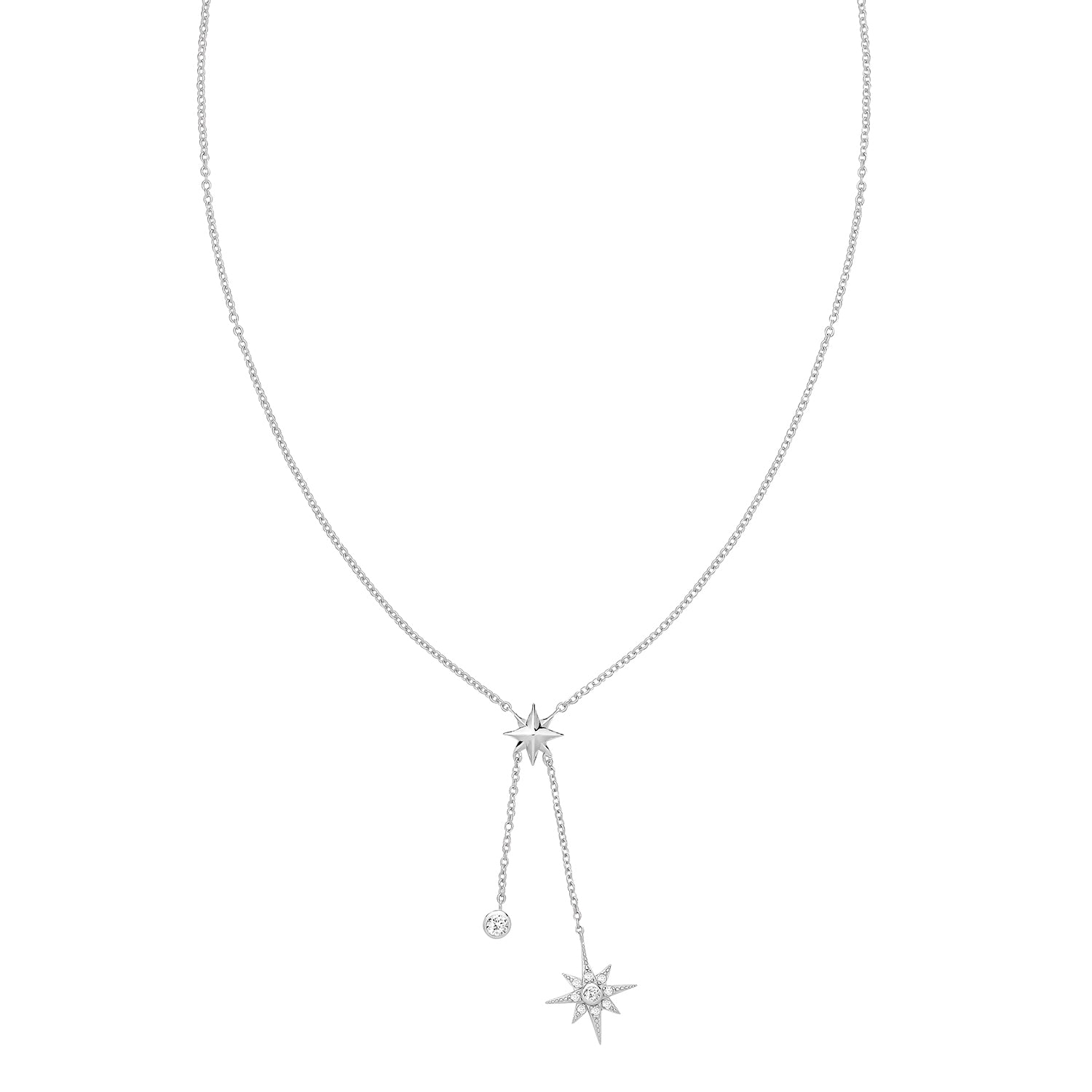 Northern Star Drop Cubic Zirconia Necklace - Rhodium Plated Silver