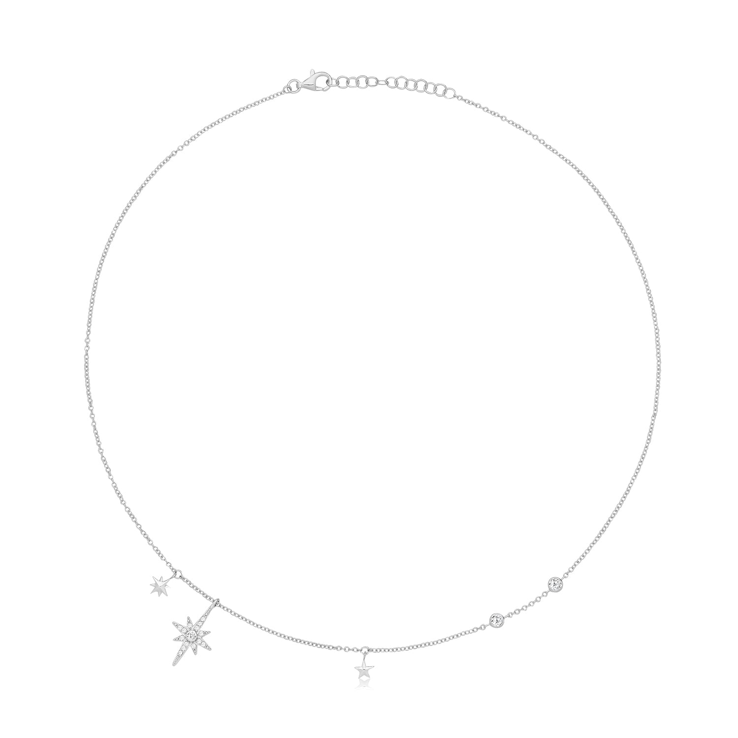 Northern Star Cubic Zirconia Necklace - Rhodium Plated Silver