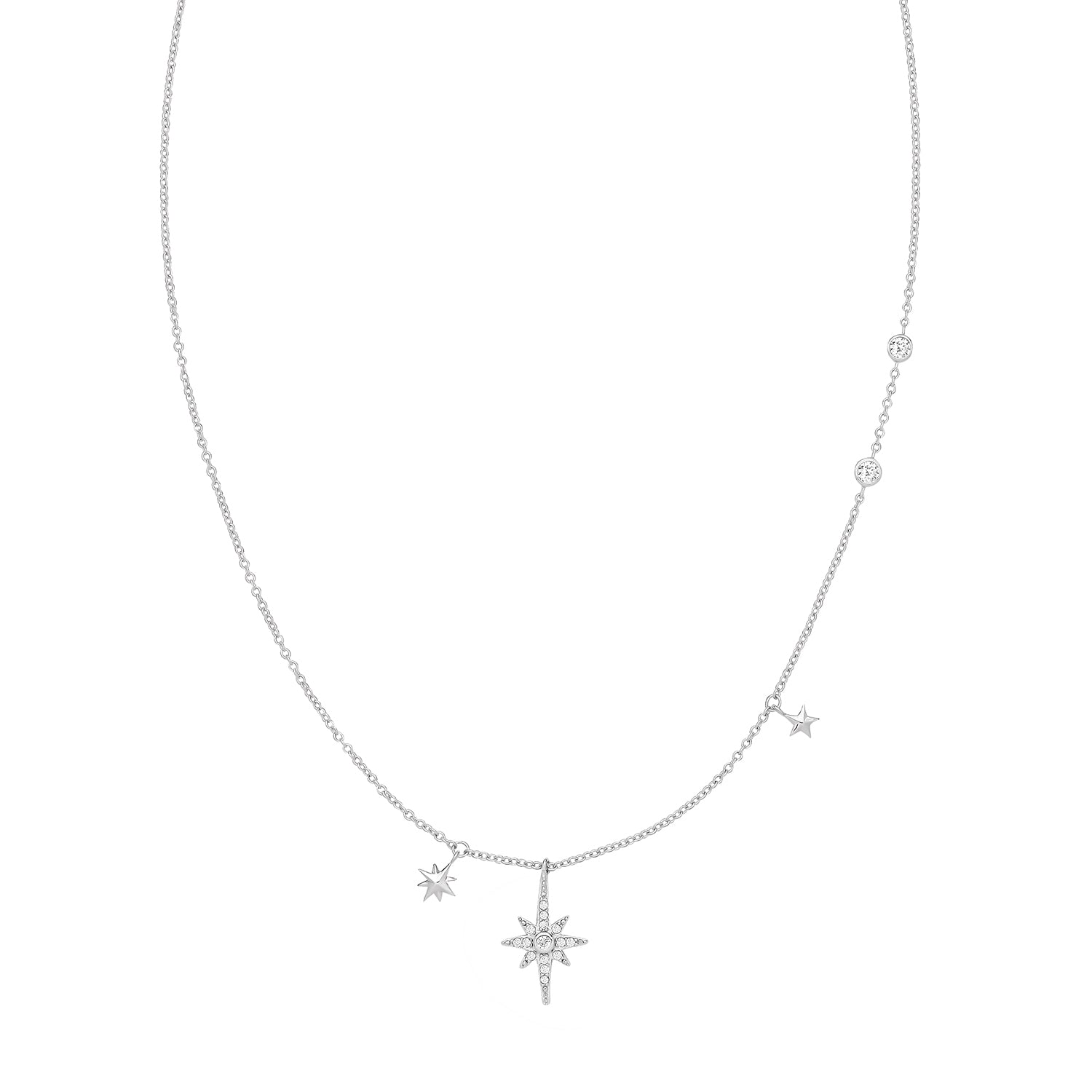 Northern Star Cubic Zirconia Necklace - Rhodium Plated Silver