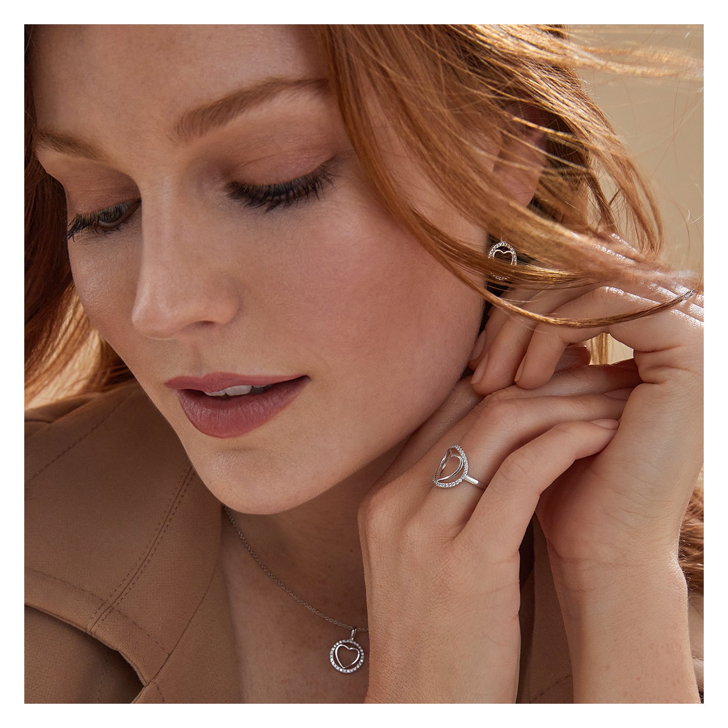 Heart & Halo Necklace - Rhodium Plated Silver