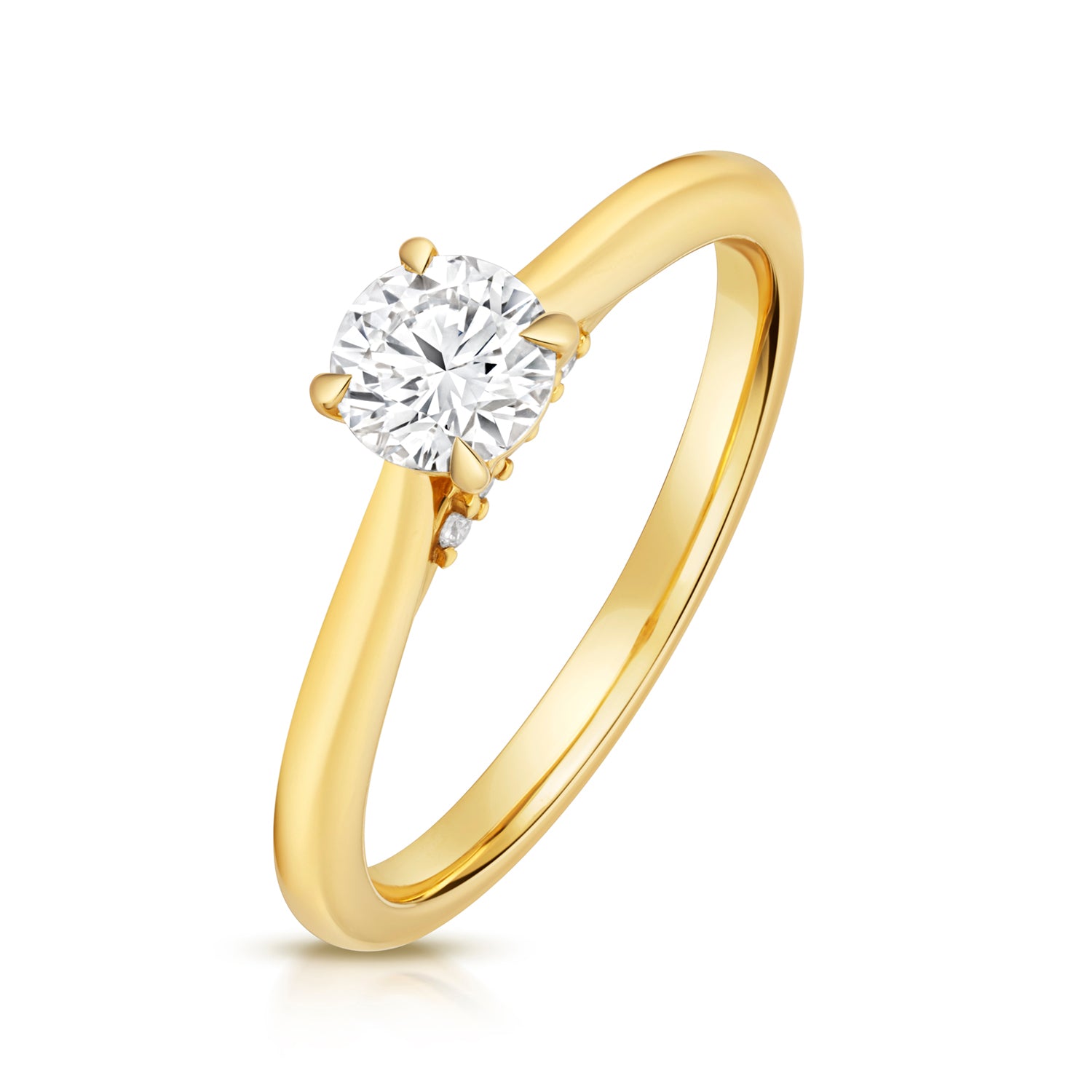 Maria 0.50ct Round Lab Grown Diamond Engagement Ring - 18k Yellow Gold