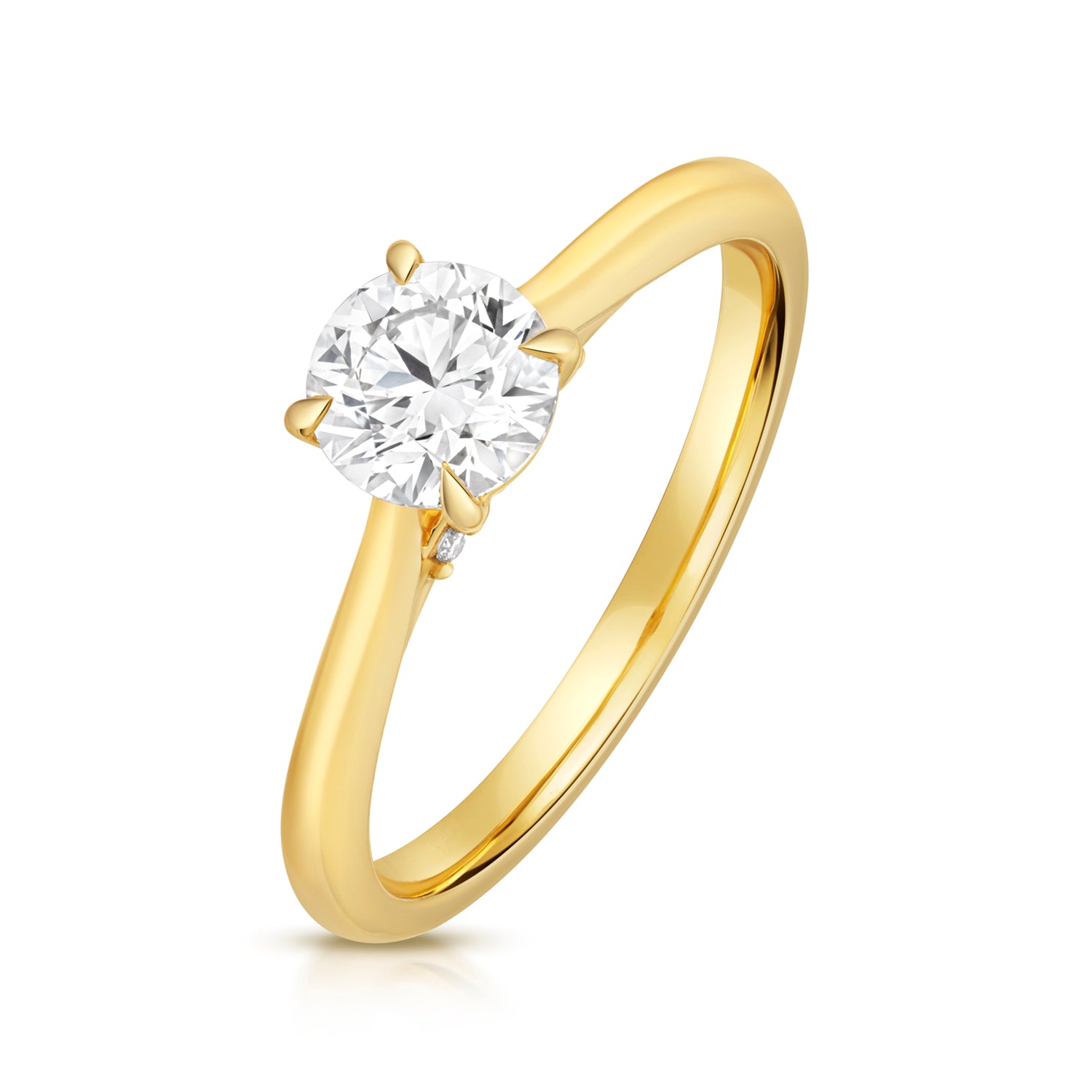 Maria 0.75ct Round Lab Grown Diamond Engagement Ring - 18k Yellow Gold