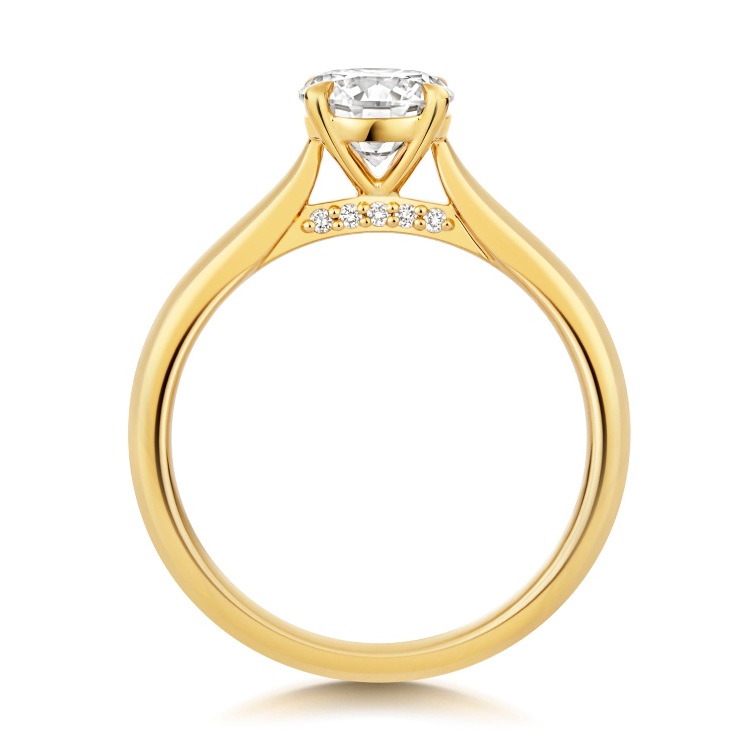 Maria 1.00ct Round Lab Grown Diamond Engagement Ring - 18k Yellow Gold