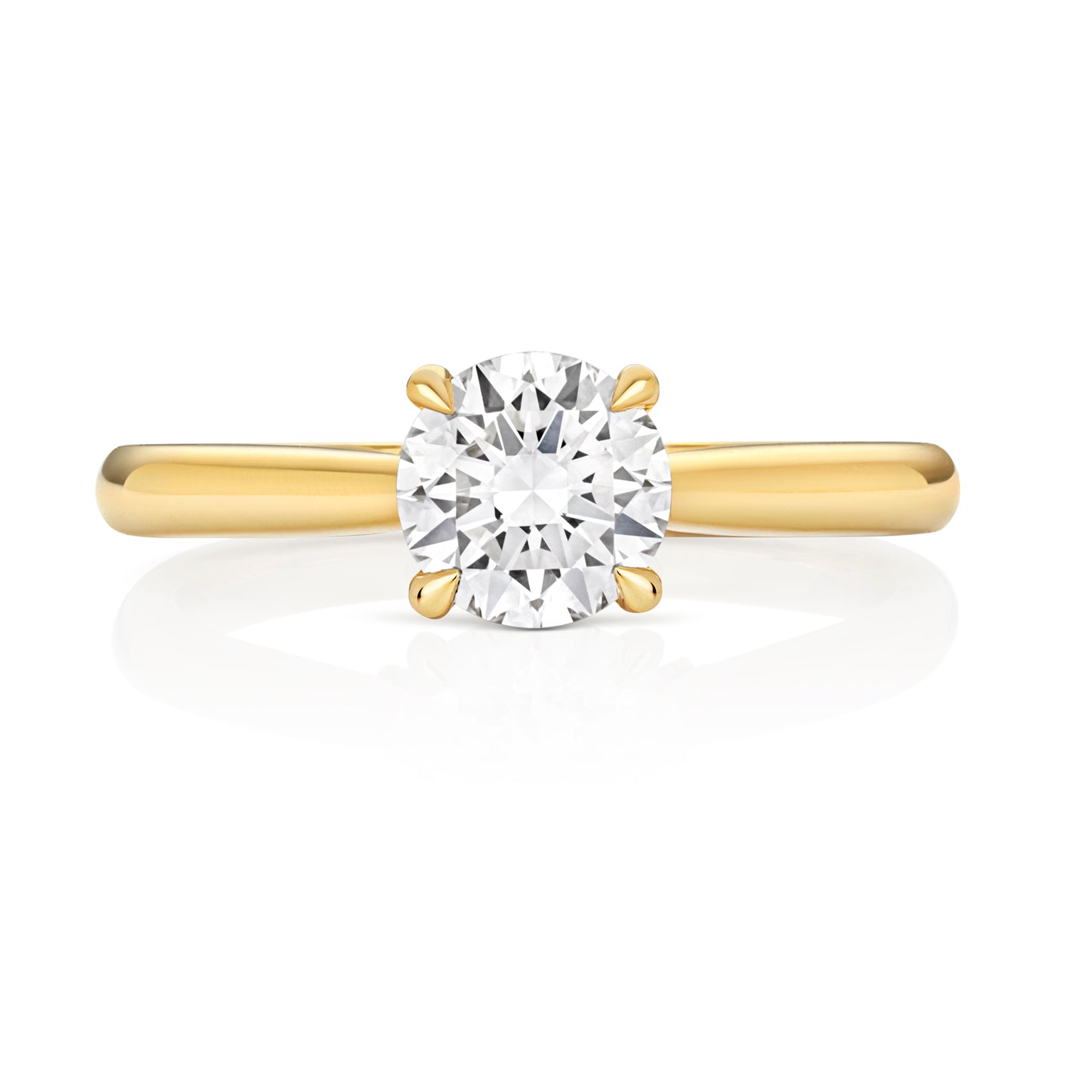 Maria 1.00ct Round Lab Grown Diamond Engagement Ring - 18k Yellow Gold