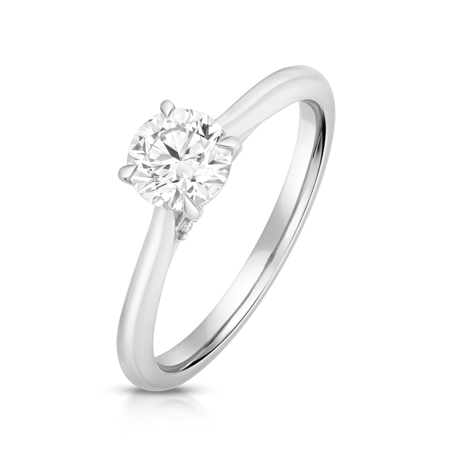 Maria 0.75ct Round Lab Grown Diamond Engagement Ring - 18k White Gold