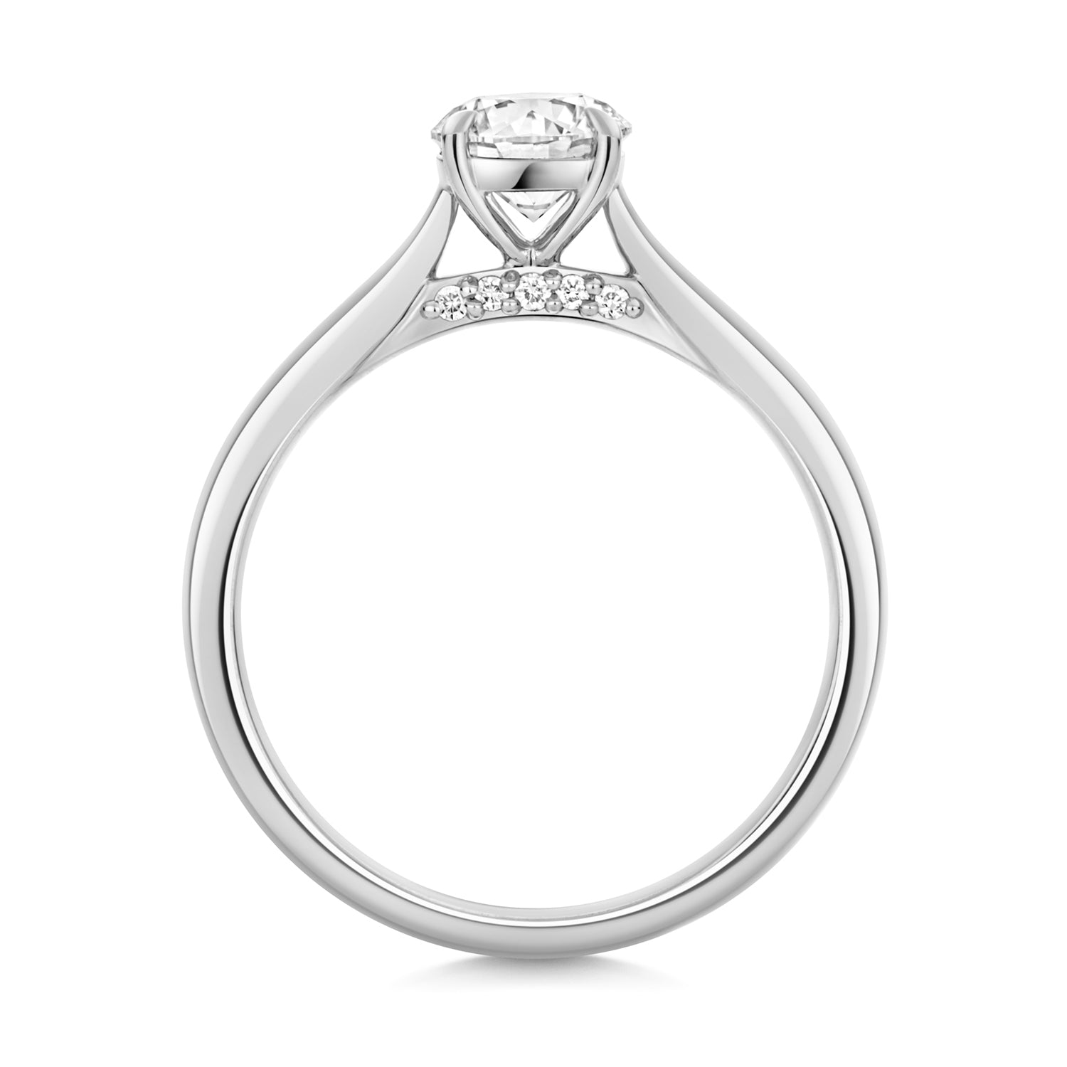 Maria 0.75ct Round Lab Grown Diamond Engagement Ring - 18k White Gold