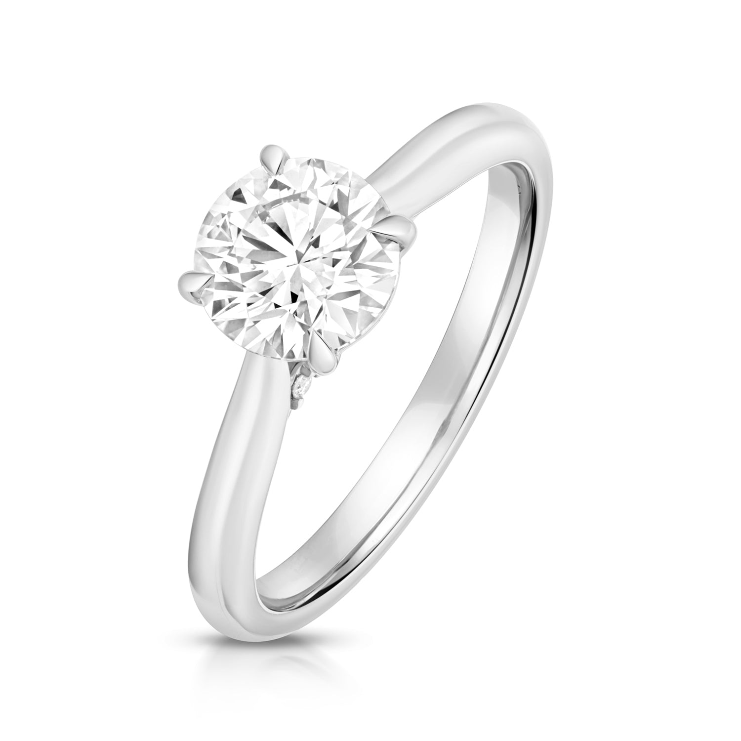 Maria 1.25ct Round Lab Grown Diamond Engagement Ring - 18k White Gold