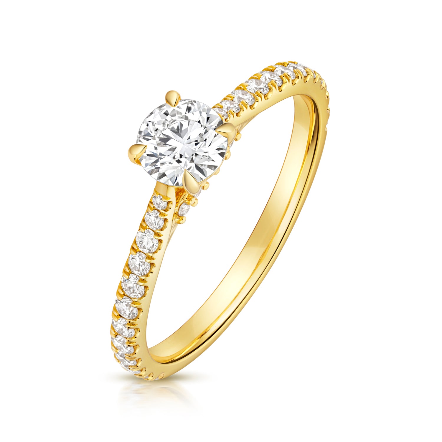 Maria Pavé 0.50ct Round Lab Grown Diamond Engagement Ring - 18k Yellow Gold