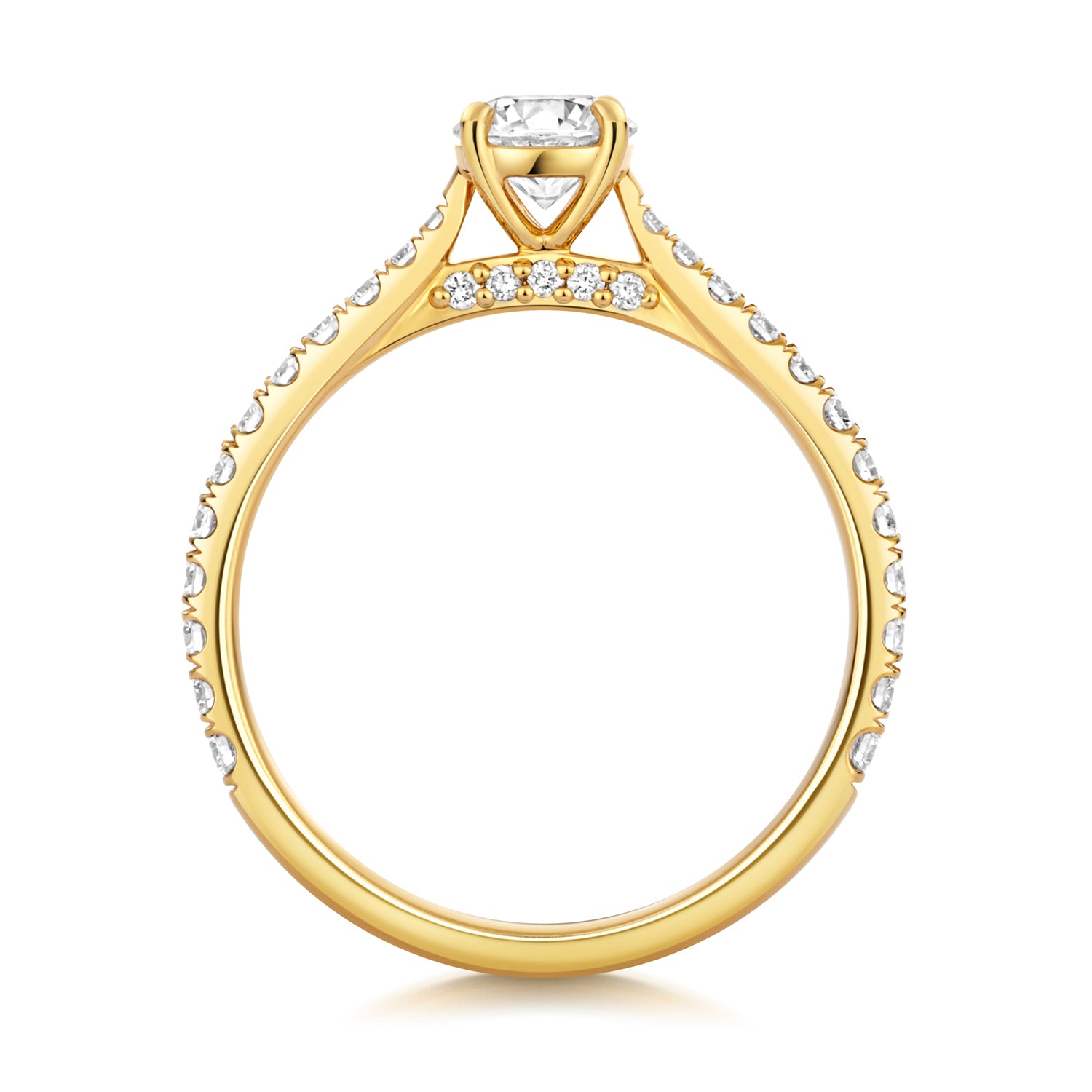Maria Pavé 0.50ct Round Lab Grown Diamond Engagement Ring - 18k Yellow Gold