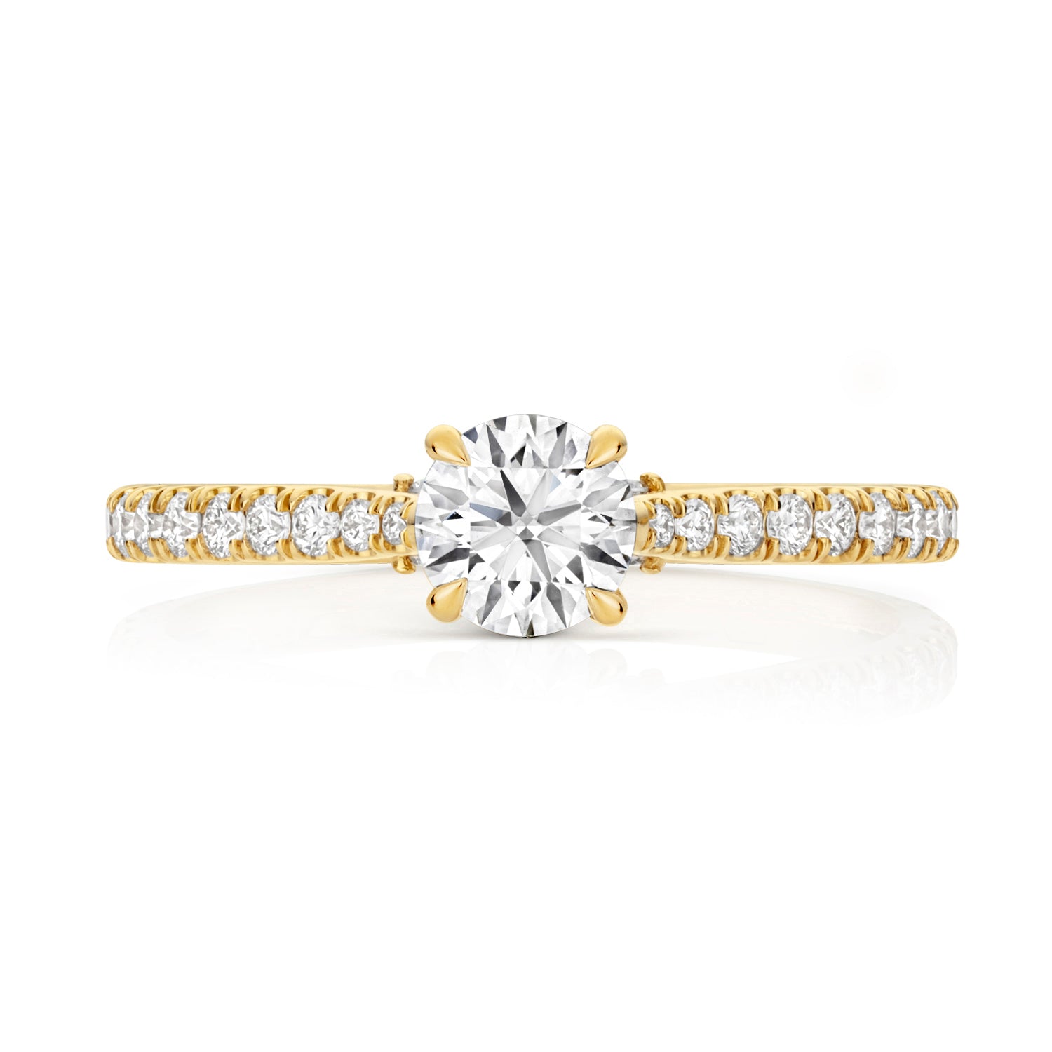 Maria Pavé 0.50ct Round Lab Grown Diamond Engagement Ring - 18k Yellow Gold