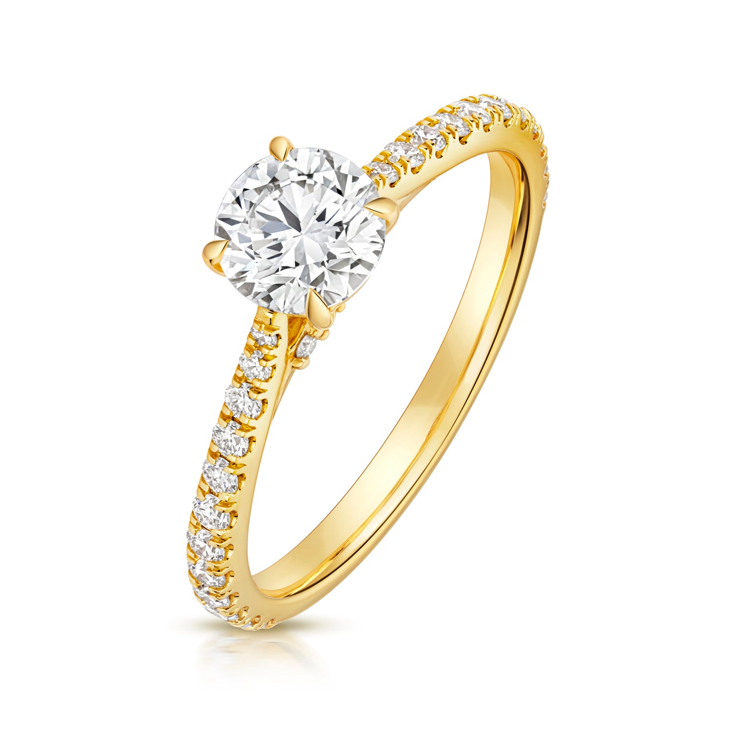 Maria Pavé 0.75ct Round Lab Grown Diamond Engagement Ring - 18k Yellow Gold