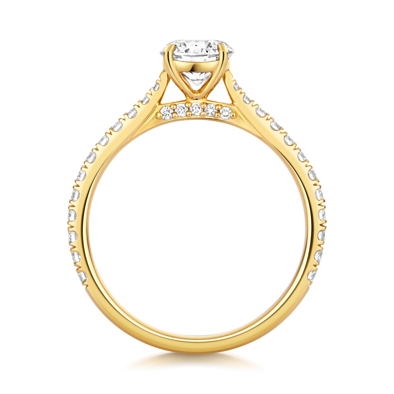 Maria Pavé 0.75ct Round Lab Grown Diamond Engagement Ring - 18k Yellow Gold