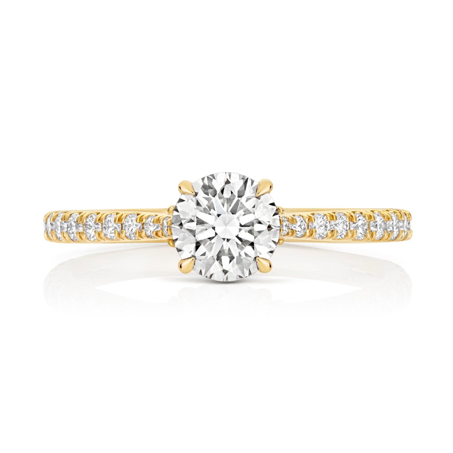 Maria Pavé 0.75ct Round Lab Grown Diamond Engagement Ring - 18k Yellow Gold