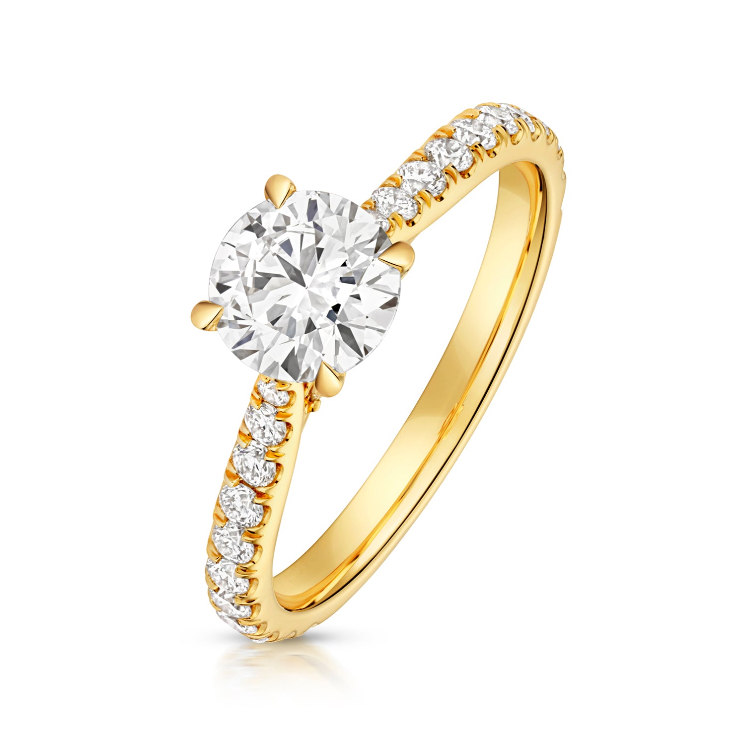 Maria Pavé 1.00ct Round Lab Grown Diamond Engagement Ring - 18k Yellow Gold