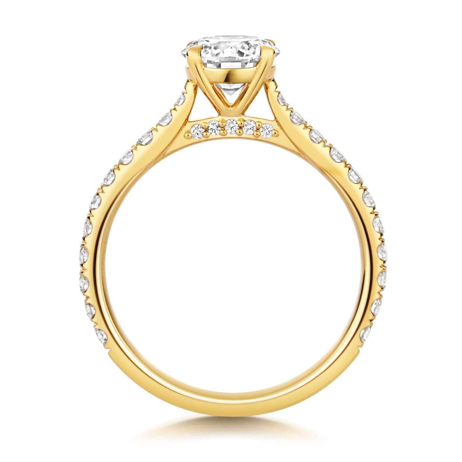 Maria Pavé 1.00ct Round Lab Grown Diamond Engagement Ring - 18k Yellow Gold