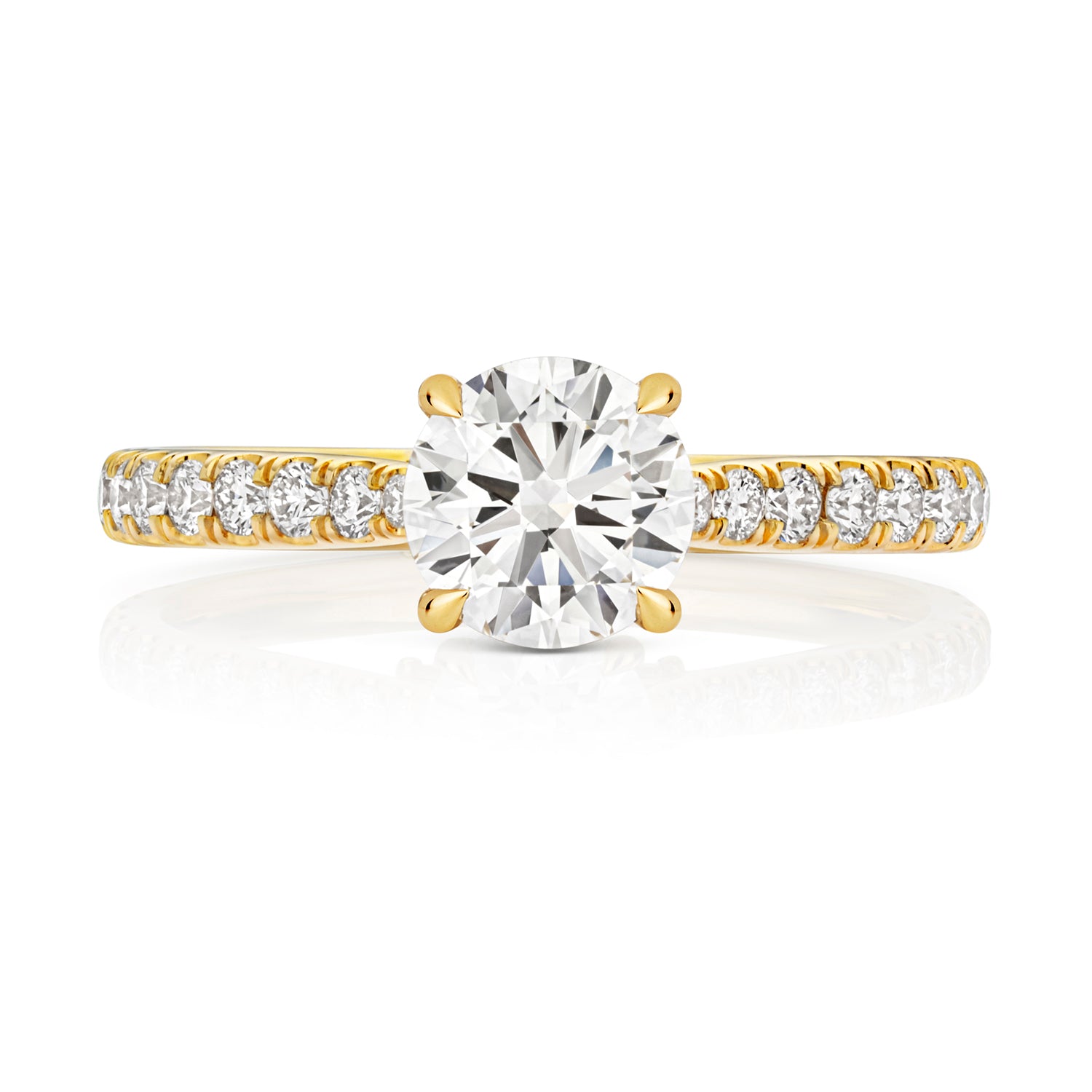 Maria Pavé 1.00ct Round Lab Grown Diamond Engagement Ring - 18k Yellow Gold