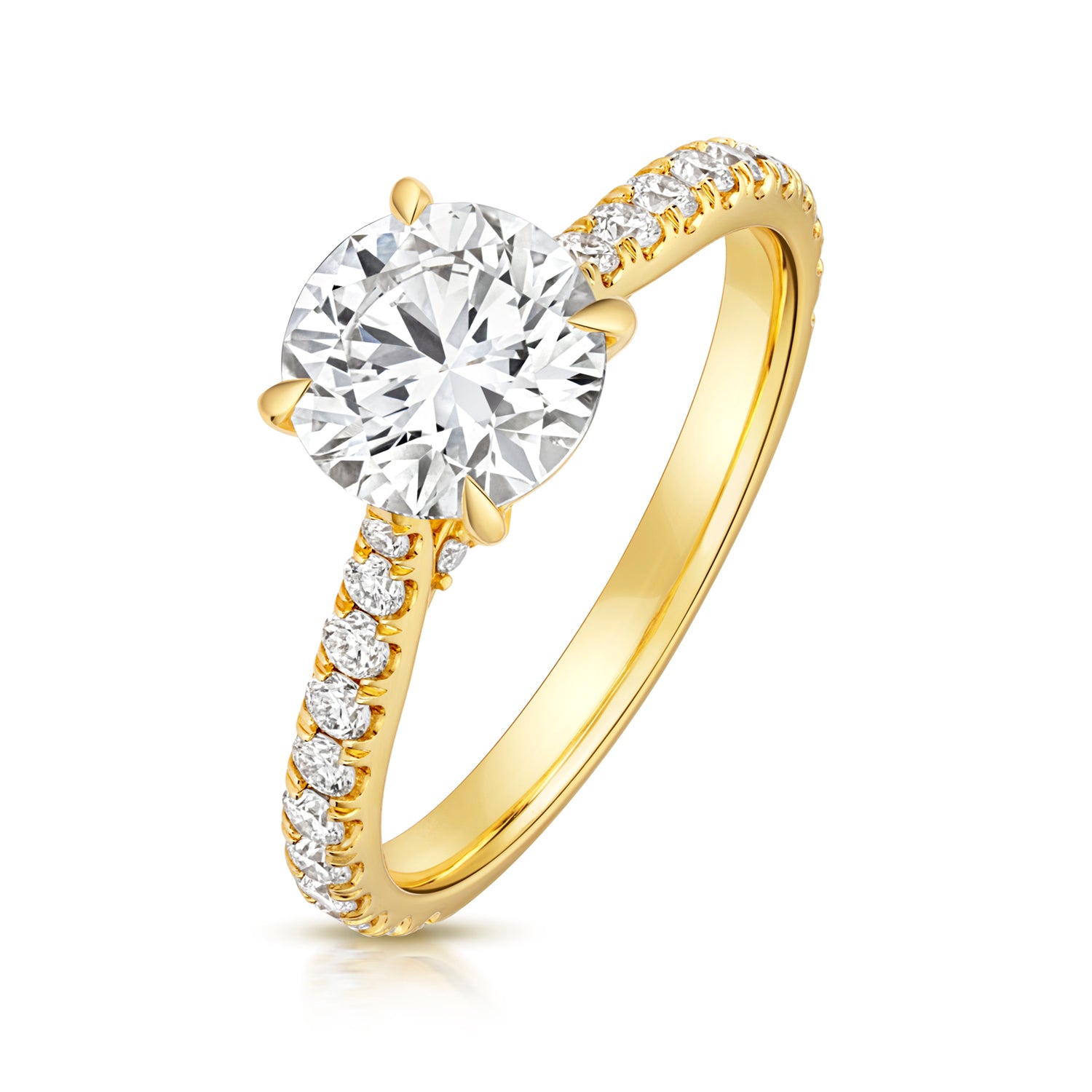 Maria Pavé 1.50ct Round Lab Grown Diamond Engagement Ring - 18k Yellow Gold