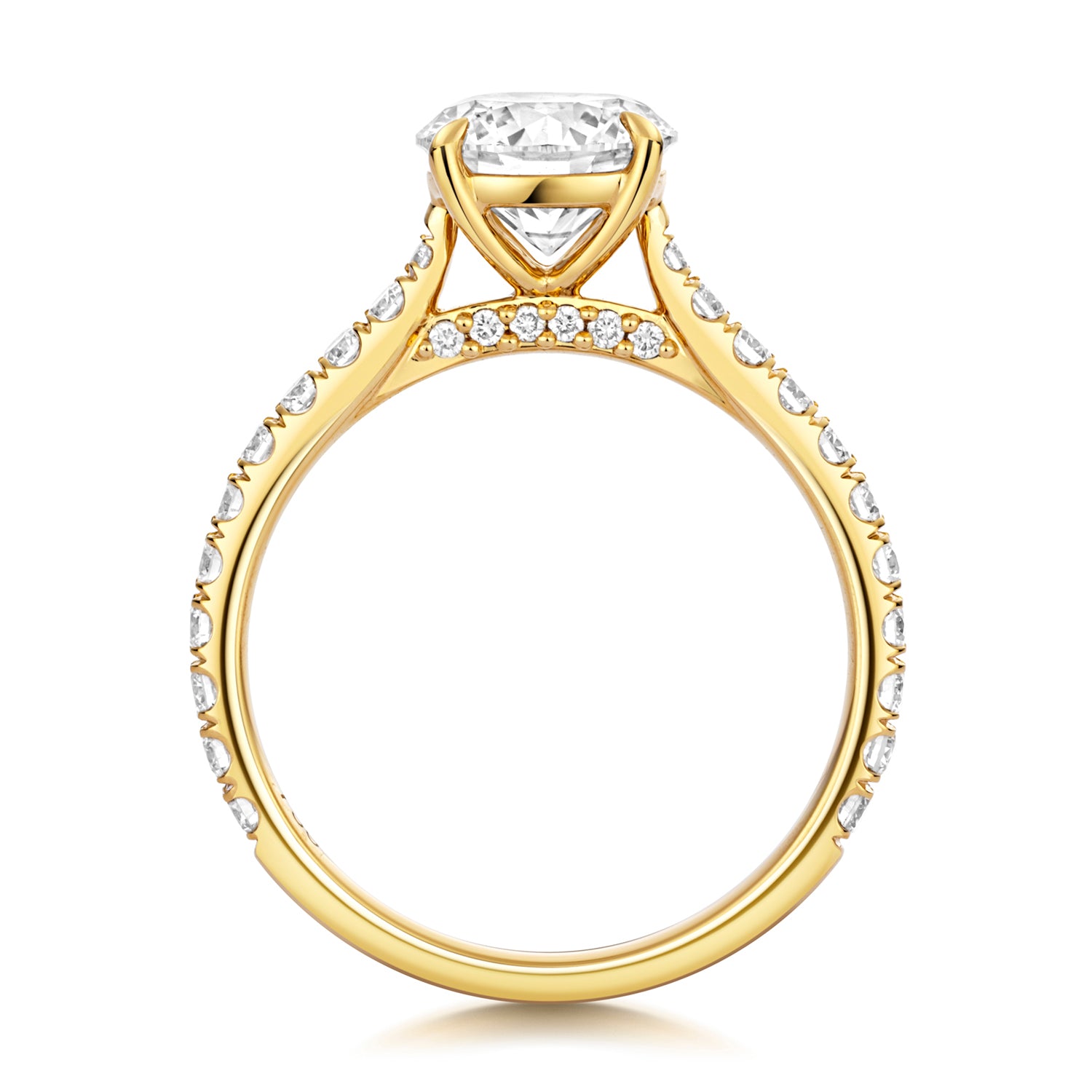 Maria Pavé 1.50ct Round Lab Grown Diamond Engagement Ring - 18k Yellow Gold
