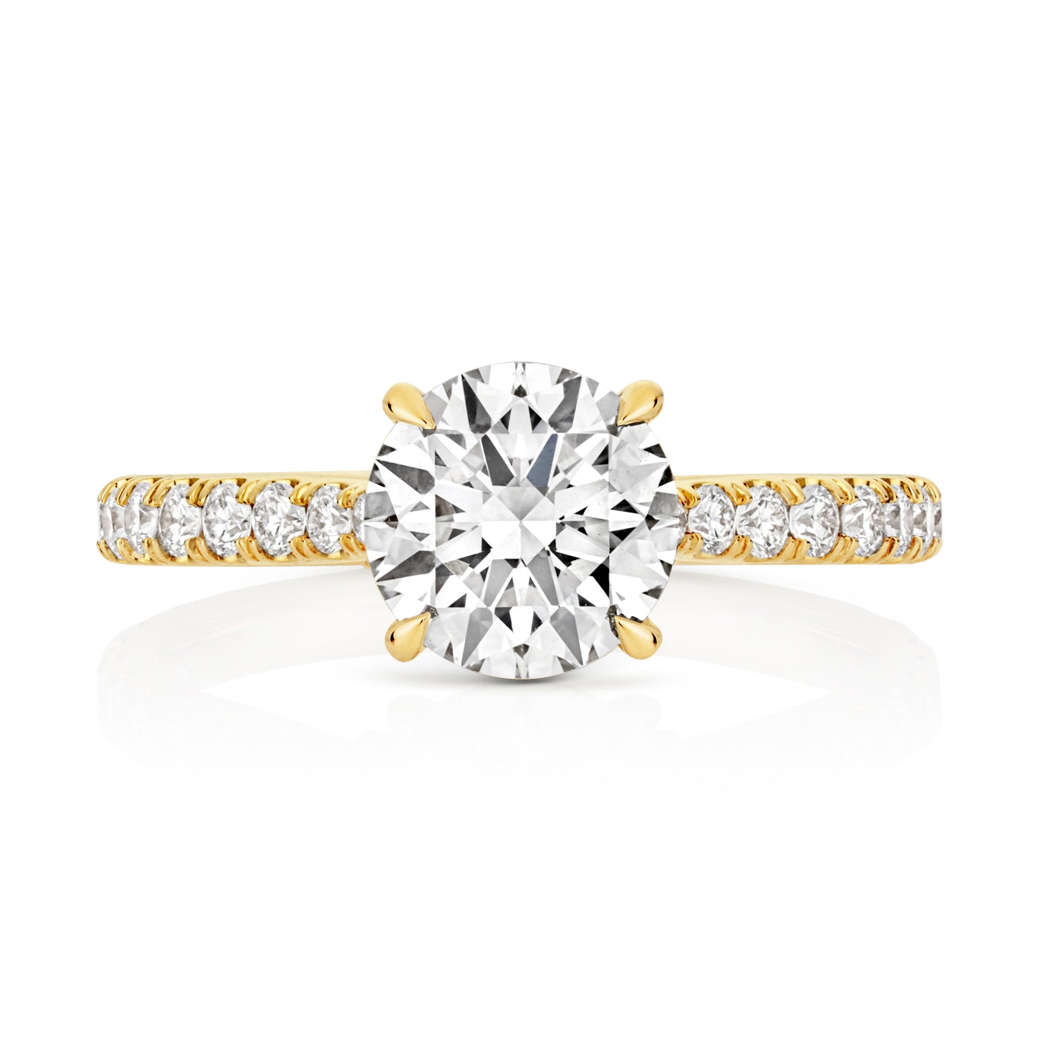 Maria Pavé 1.50ct Round Lab Grown Diamond Engagement Ring - 18k Yellow Gold