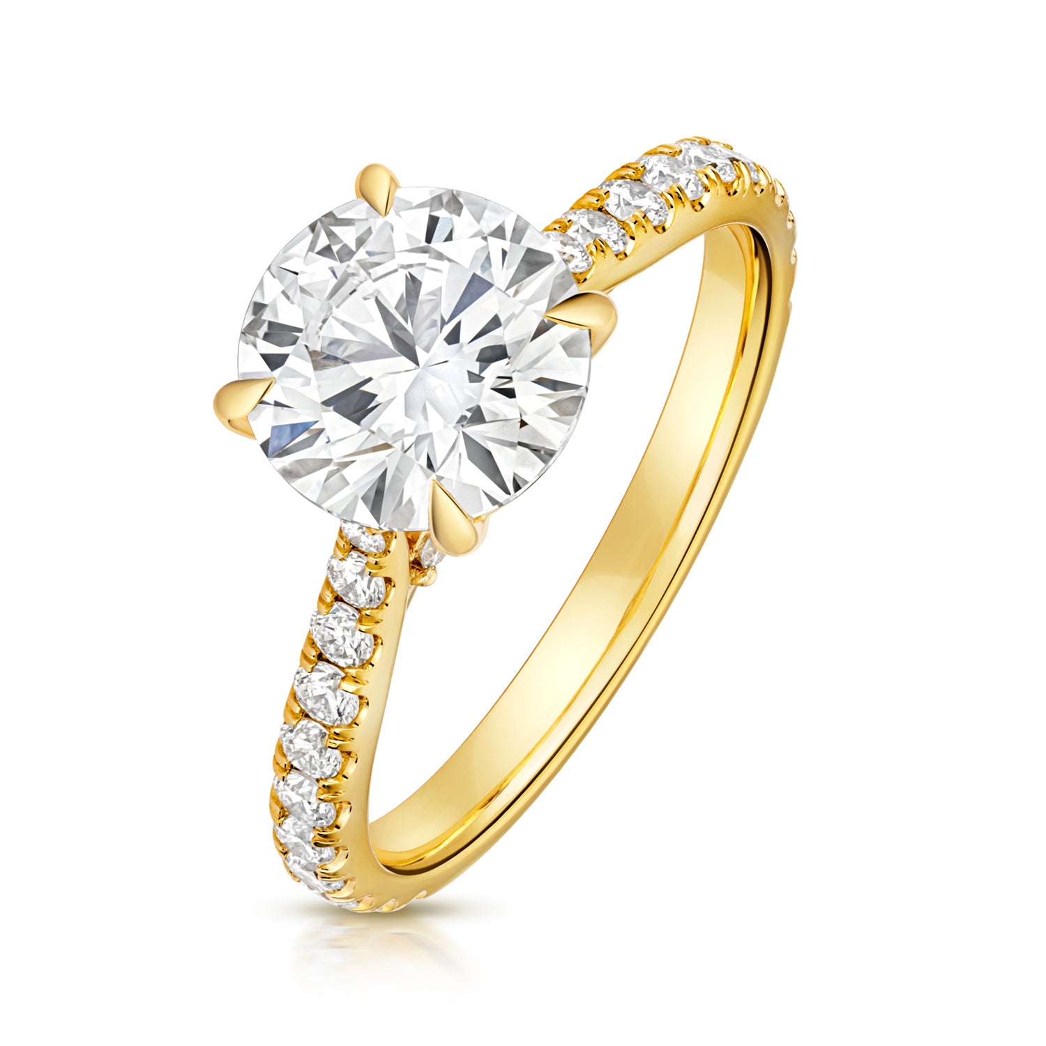 Maria Pavé 2.00ct Round Lab Grown Diamond Engagement Ring - 18k Yellow Gold