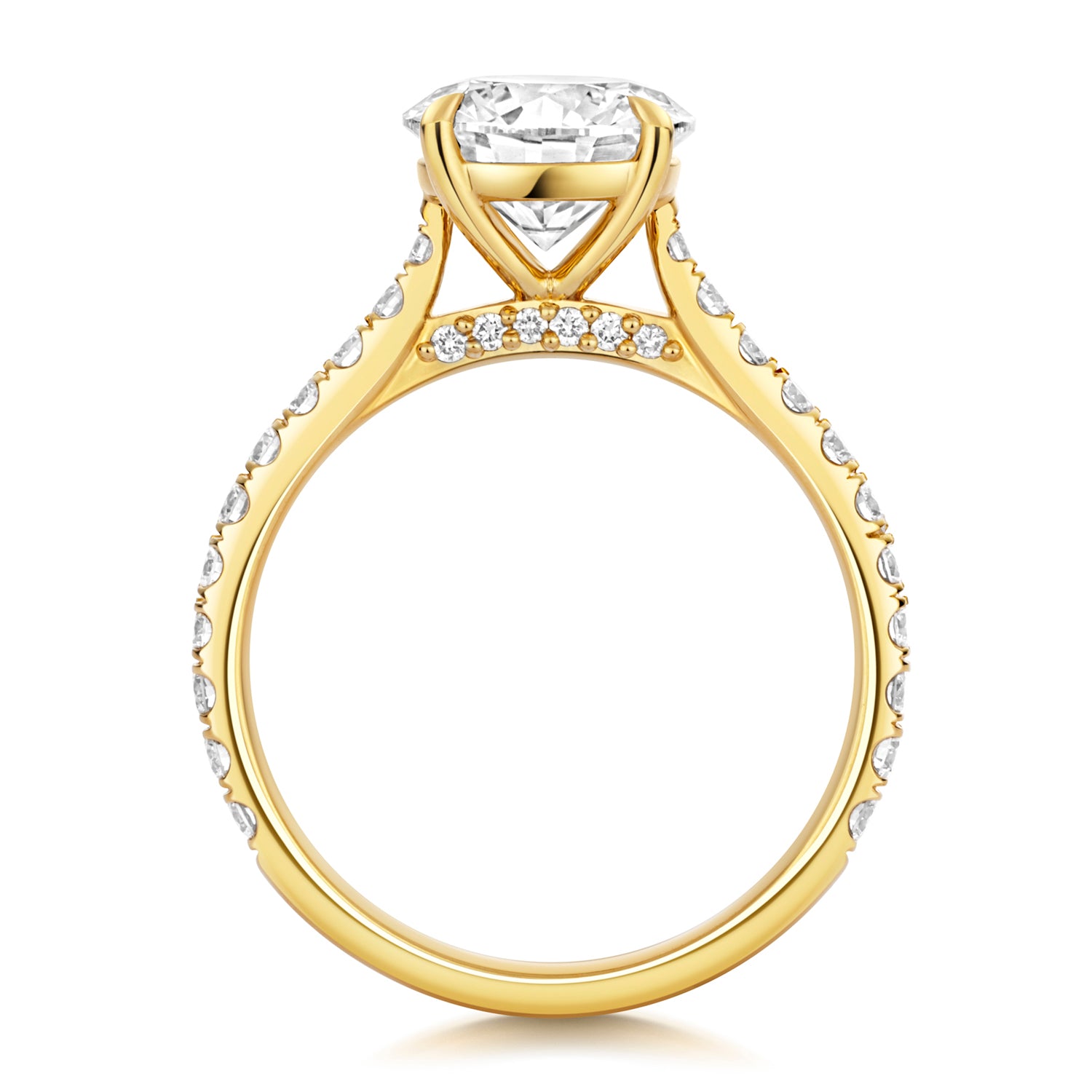 Maria Pavé 2.00ct Round Lab Grown Diamond Engagement Ring - 18k Yellow Gold