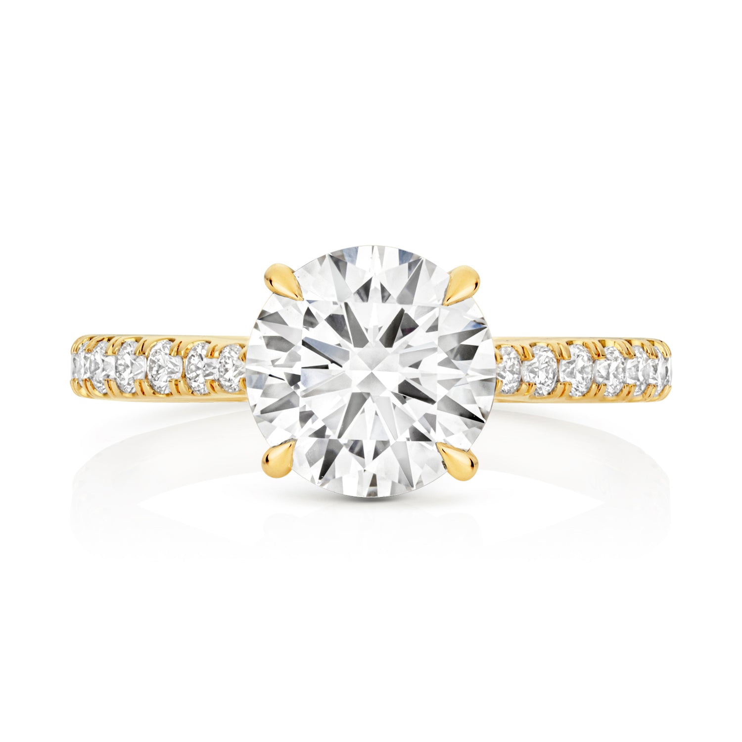 Maria Pavé 2.00ct Round Lab Grown Diamond Engagement Ring - 18k Yellow Gold