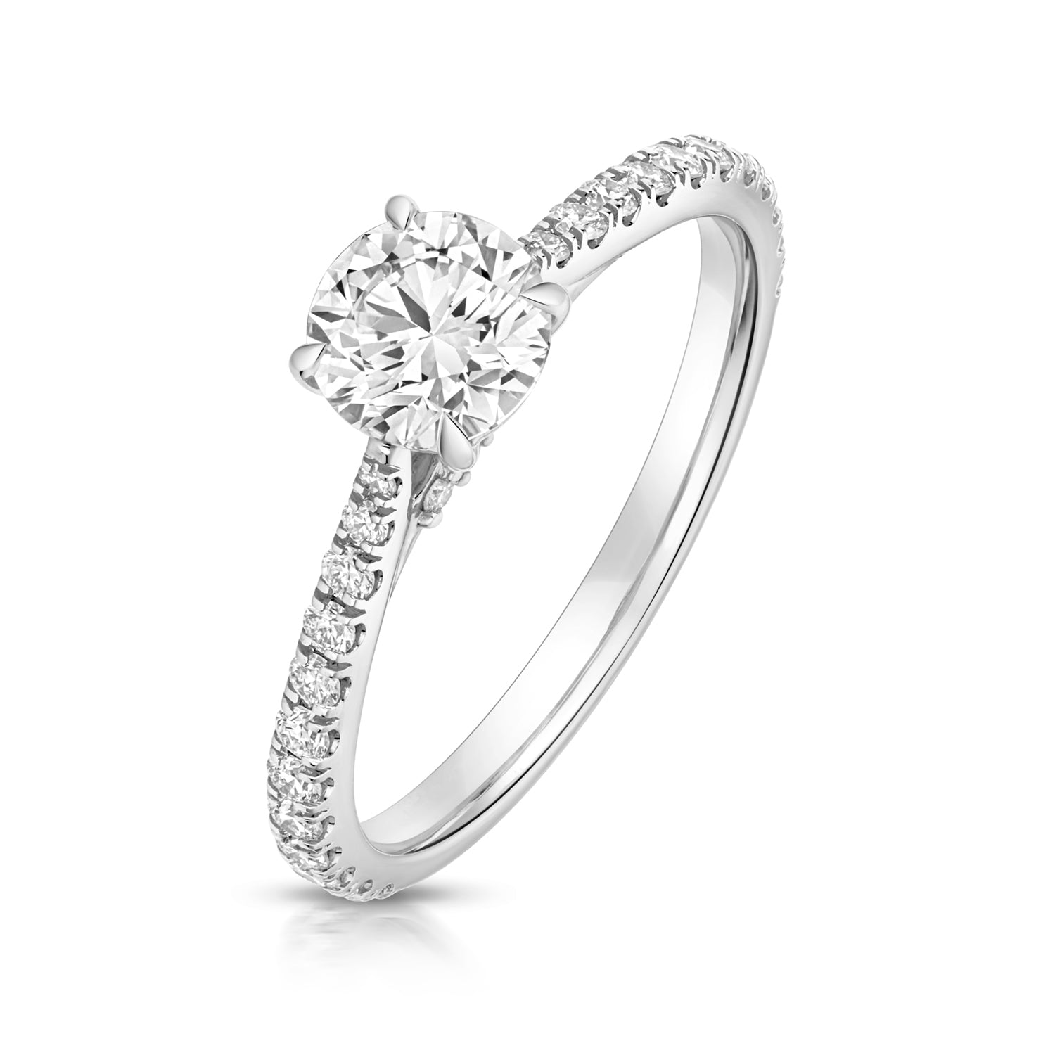 Maria Pavé 0.75ct Round Lab Grown Diamond Engagement Ring - 18k White Gold